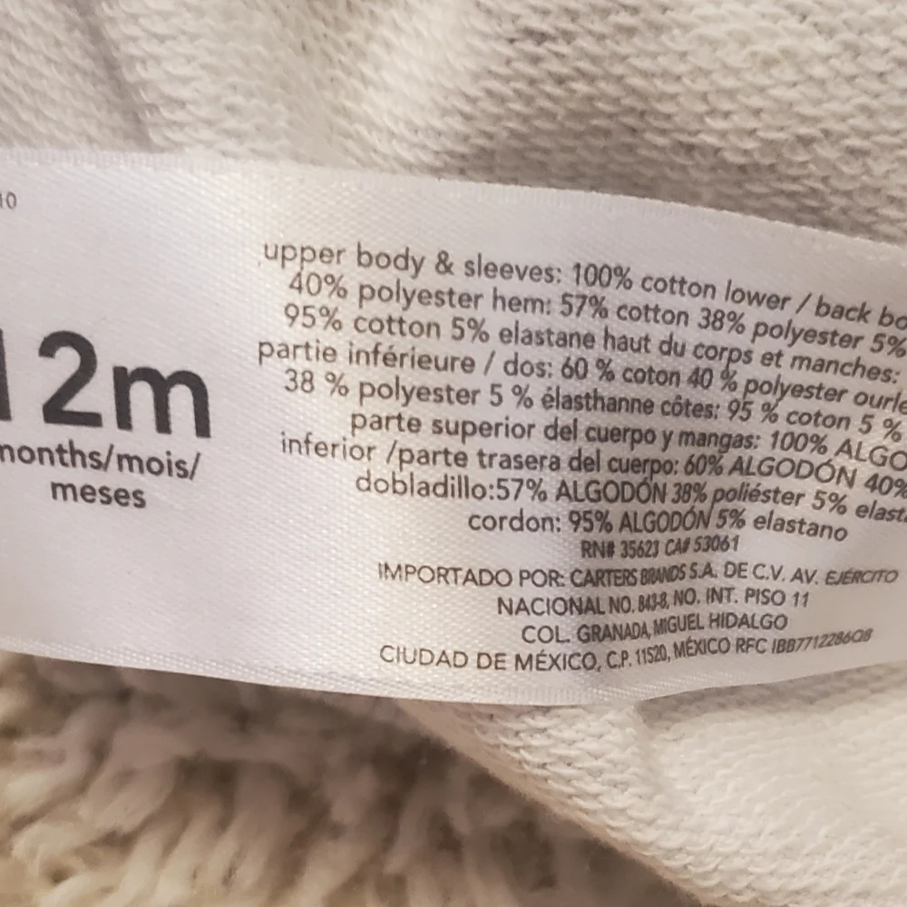 5 For $25 Carter's Long Sleeve Sweatshirt‎ Gametime Size 12 Months